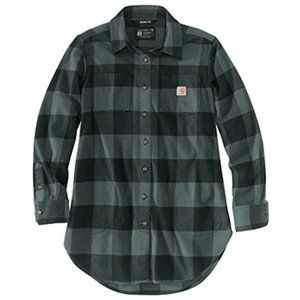 Carhartt Rugged Flex Relaxed Fit Midweight Flannel Long-Sleeve green Plaid Shirt